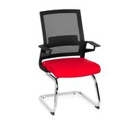 HJH Office 732080 Sedia Cantilever con Braccioli INVENTOR V Poltroncina a Sbalzo con Schienale in Tela Traspirante, Per Sale Attesa E Conferenze, Tessuto Nero/Rosso