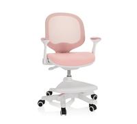 HJH Office 736412 Sedia per bambini KID ERGO tessuto/tessuto di maglia Rosa, Pratico poggiapiedi regolabile in altezza, girevole
