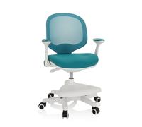 HJH Office 736413 Sedia per bambini KID ERGO tessuto/tessuto di maglia Blu, Pratico poggiapiedi regolabile in altezza, girevole