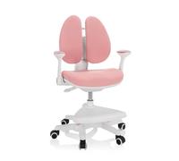 HJH Office 736415 Sedia per bambini KID WING Tessuto Rosa, Pratico poggiapiedi regolabile in altezza, girevole