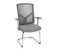 HJH Office 751004 sedia visitatore con braccioli BRETON V W sedia da conferenza cantilever in tessuto/rete grigia, ergonomica