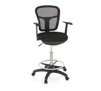 HJH Office 760008 Sedia da lavoro TOP WORK 108 in rete nera Sedia da banco ergonomica con poggiapiedi ad anello
