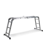 hjh OFFICE 801202 Scala multiuso 12 gradini con 2 piastre da ponteggio SOLID W3 Scala articolata in alluminio da 345 cm, portata fino a 150 kg, argento