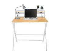 HJH Office 821015 Scrivania Pieghevole Easy Clap 80x50 Piccolo Tavolo da Ufficio, Legno e Metallo, salvaspazio, Rovere