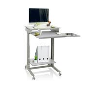 HJH Office 830021 Scrivania salvaspazio con Ruote WORKSTATION Scrivania Regolabile in Altezza, Tavolo da Lavoro Mobile, Standing Desk per Ufficio