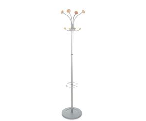 HJH Office 830028 Appendiabiti SPACE metallo/legno argento Appendiabiti girevole con portaombrelli, altezza 173 cm, 8 ganci