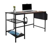 HJH Office 830059 - Scrivania con ripiano e gancio WORKSPACE H I 120 x 60 cm, colore: Nero/Marrone