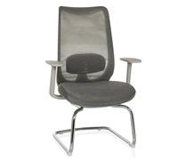 HJH Office cantilever ergonomica MILESTON V visitatore con supporto lombare e braccioli, a dondolo schienale in rete, grigio