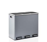 hjh OFFICE Clean 9 Pattumiera da Cucina, 3 x 18 l, sistema di raccolta differenziata con 3 scomparti, pattumiera in metallo, pattumiera a pedale, secchio interno rimovibile, grigio scuro