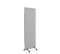 hjh OFFICE Pannello divisorio acustico mobile singolo, 177 x 60 cm, tessuto FLEXMIUT, grigio chiaro, divisorio centrale con ruote e guide 891004