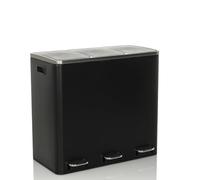 HJH Office Cestino Clean IX in Acciaio, Sistema di separazione dei rifiuti 3 x 18L, Cestino con Chiusura softclose, Cestino a Pedale per Uso Universale, Nero