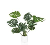 HJH Office Pianta Artificiale 90cm Monstera I Pianta Artificiale Decorativa in Vaso Bianco, Albero Artificiale Tropicale per casa Ufficio, 8 Foglie
