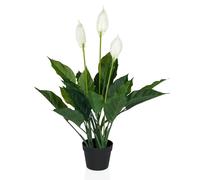 hjh OFFICE - Pianta artificiale in vaso 80 cm SPATHIPHYLLUM, pianta da interno, falsa pianta della pace, pianta decorativa con 3 fiori