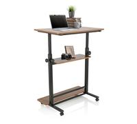 HJH Office Scrivania in piedi regolabile in altezza WORKSTATION II 80x50 cm Scrivania mobile per computer con rotelle, tavolo per laptop, nero/noce 830070