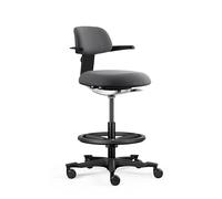 hjh OFFICE Sedia da lavoro ergonomica TOP Work 40 - Sedia con schienale regolabile in altezza, inclinazione del sedile regolabile e profondità del sedile, anello regolabile in altezza, grigio scuro
