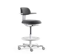 hjh OFFICE Sedia da lavoro ergonomica TOP Work 40 W - Sedia con schienale regolabile in altezza, inclinazione del sedile regolabile e profondità del sedile, anello regolabile in altezza, grigio/bianco