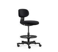hjh OFFICE Sedia da lavoro ergonomica Work MF2 - Sedia girevole con schienale regolabile in altezza, altezza seduta e anello poggiapiedi in nylon, colore nero