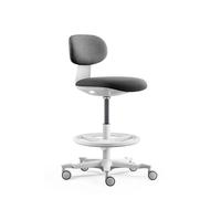 hjh OFFICE Sedia da lavoro ergonomica Work MF2 W - Sedia girevole con schienale regolabile in altezza, altezza seduta e anello poggiapiedi in nylon resistente, colore bianco