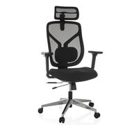 HJH Office sedia da ufficio ergonomica CASSILIS B sedia girevole in rete, schienale regolabile con supporto lombare, altezza fino a 220 cm, nero