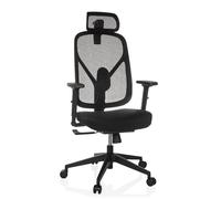 HJH Office sedia da ufficio ergonomica RALOO ECO sedia girevole in rete con supporto lombare e per la testa regolabile, sedile imbottito, nero