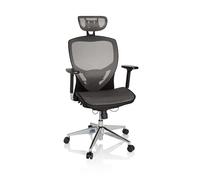 HJH Office Sedia da Ufficio Ergonomica VENUS ONE Sedia Scrivania con Supporto Lombare, Poggiatesta e Bracciolo Regolabile, Schienale in Rete, Grigio 657030