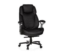 HJH Office Sedia direzionale XXL PULLMANN in similpelle, portata fino a 180 kg, comodamente imbottita, regolabile in altezza, nero 738020