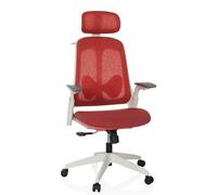 HJH Office sedia ergonomica per ufficio ARCEO WF Sedia girevole imbottita con supporto regolabile per la testa e la zona lombare, rivestimento in tessuto resistente all'abrasione, rosso