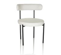 HJH Office Sedia Imbottita Moderna TEDIO da Sala da Pranzo, Tessuto Orsacchiotto e Gambe in Metallo, Bianco 719243