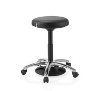 hjh OFFICE Sgabello girevole Operator Step - Sedia da lavoro regolabile in altezza con rotazione a 360°, comoda imbottitura Softex, base in alluminio, per pratiche, laboratori e officina, nero