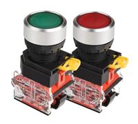 HJHB1WL Interruttore a pulsante momentaneo da 22 mm, 1NO 1NC, testa in metallo, LA36A-11BN-BLK (nero), verde e rosso