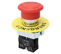 HJHB1WL Interruttore di arresto di emergenza a fungo rosso, 22 mm, 1 NC, interruttore di arresto di sicurezza normalmente chiuso, 10 A, 440 V (XB2-01ZS). (tipo E (base in metallo))