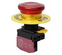 HJHB1WL Interruttore di arresto di emergenza a fungo rosso, 22 mm, 1 NC, interruttore di arresto di sicurezza normalmente chiuso, 10 A, 440 V (XB2-01ZS). (tipo C (testa in metallo))