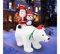 HJHIWE Pinguino di Babbo Natale gonfiabile lungo 2,1 m su orso polare, decorazioni per interni e vacanze, gonfiabili con graziose luci a LED illuminate per decorazioni natalizie all'aperto per feste.