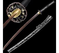 HJHUUA Katana in Legno con Fodero•Pratica di Arti Marziali Kendo•Accessori per Cosplay•Bokken Fatto a Mano da 103 cm•Spade da Samurai in Legno