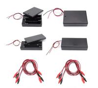 HJIAMA 2 Pezzi 2 Nuclei 18650 Portabatterie e 2 Pezzi 3 Nuclei Porta Batterie AA con Alimentazione Commutazione Battery Holder Case, Viene Fornito con 4 Cavi con Clip Coccodrillo Doppia Estremità