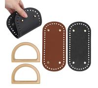 HJIAMA 2 Pezzi 22×10 cm Fondi per Borse Uncinetto, Accessori per Borse Uncinetto, Base per Ovale Pelle, con Manico, Fondo Intrecciata, per Intrecciata Fai da Te
