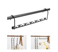 HJIAMA 2 pezzi Attaccapanni, Acciaio Carbonio Nero 6-in-1 Rella Appendiabiti, Multifunzionale Grucce Salvaspazio, Ruotabile a 360°, per Bagni, Camere Letto e Dormitori