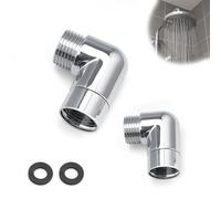 HJIAMA 2 Pezzi Curva Cromata 1/2" Adattatore per Doccetta, Telefono Doccia, Design curvo a 90 Gradi, Dotato di Rondelle, Superficie Cromata, Flessibile Doccia, Adatto per Soffioni Doccia, Rubinetti