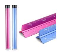 HJIAMA 2 Pezzi Righello Scala, Righello Alluminio, Scala Metrica 1:20 1:25 1:50 1:75 1:100 1:125 1:100 1:200 1:250 1:300 1:400 1:500, Righelli in Scala, Adatto per Progettazione Tecnica, Disegno