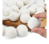 HJIAMA 20 Pezzi Palline Asciugatrice, Palline Lana per Asciugatrice, Bianco, in Pura Lana al 100%, Palline Asciugatrice Lana, Adatto per Assorbire Lanugine e Asciugare i Vestiti