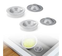 HJIAMA 4 Pezzi Filtro Lavandino Bagno Ø 7,6 cm Filtro Lavello Cucina Altezza 1,5 cm con Manico Forma Cuore Tappo Lavello Cucina Acciaio Inossidabile, Tappo Lavandino Cucina per Bagno Balcone