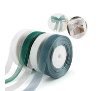 HJIAMA 4 Pezzi Nastro Bianco 45 Metri/Rotolo, Nastro Regalo, Tessuto Chiffon, Sensazione Delicata, non Facile da Stropicciarsi, Nastro di Raso, Adatto per Confezioni Regalo, Decorazioni Nuziali