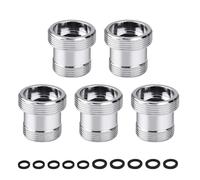HJIAMA 5 Pezzi Adattatore Rubinetto Cucina, Filettatura Maschio Connettore in Alluminio, con Anello di Tenuta, Argento, Adattatore Rubinetto, Adatto per Rubinetti e Raccordi per Tubi