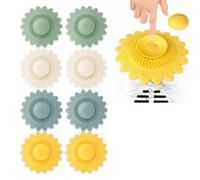 HJIAMA 8 Pezzi 12,6 cm Filtro Lavandino, Forma Girasole, Anti Odore Filtri Lavandino, Doppia Filtrazione, Silicone Antiscivolo Griglia di Scolo, per Lavandino, Bagno, Cucina