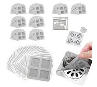 HJIAMA 80 Pezzi 10 cm Filtro Lavandino, Filtro Doccia, Adotta un Design a Maglia Fine, Misura Regolabile, con Funzione Adesiva, Filtro per Doccia, per Lavelli, Bagni e Cucine