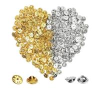 HJIAMA Badge Spille 200 Pezzi Ferma Spilla, Oro/Argento Perno di Bloccaggio per Gioielli, Accessori per Gioielli, Fibbia Farfalla, Pratica Fibbia, per Attaccare Rapidamente Oggetti