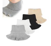 HJIAMA Collo Alto Sciarpa 4 Pezzi, Collare Finto Inverno, Vari Colori, Design in Pizzo Curvo, Tecnologia di Lavorazione a Maglia, Dolcevita Staccabile, Adatta Calore, Decorazione Dell'Abbigliamento