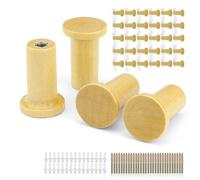 HJIAMA Ganci Appendiabiti 20 Pezzi, Appendiabiti Legno, Superficie Liscia, Design a T, Ganci da Parete, con Viti, per Appendere Vestiti, Cappelli, Asciugamani