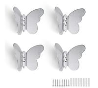 HJIAMA Ganci Appendiabiti 4 Pezzi, Ganci da Parete, Argento, con Viti di Montaggio, Gancio Appendiabiti a Forma di Farfalla, Adatto per Camera da Letto, Soggiorno, Balcone