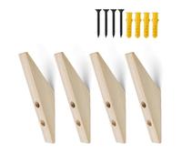 HJIAMA Gancio da Parete, 4 Pezzi Ganci per Appendiabiti Legno, Design a Forma di V, con Viti di Montaggio e Tubo di Espansione, Ganci Paret Legno, per Soggiorno, Camera da Letto, Balcone